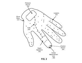The 'Pressure Source' will emulate whole-hand pressure, while the first patent's finger-stretchers will focus on the minor details  (Credit: US Patent and Trademark Office)