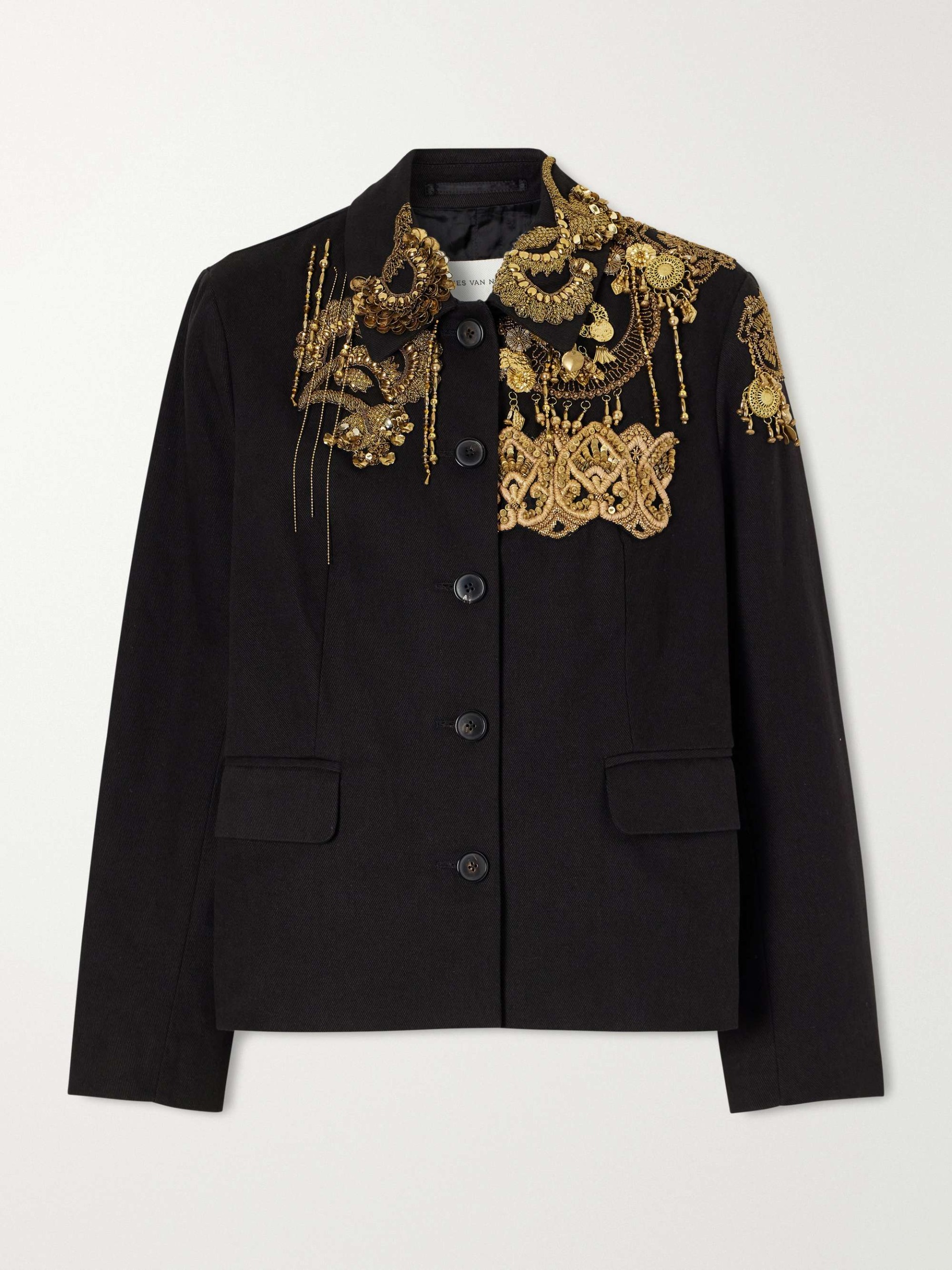 Embellished Embroidered Cotton-Twill Jacket