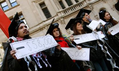 Protesters take part in an "Occupy Student Debt" march in New York in 2011.