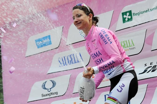 Pink jersey wearer Marianne Vos