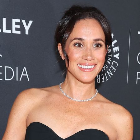 Meghan Markle wearing a diamond necklace