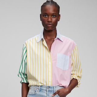 best shirts for women include this striped colorful shirt from GAP