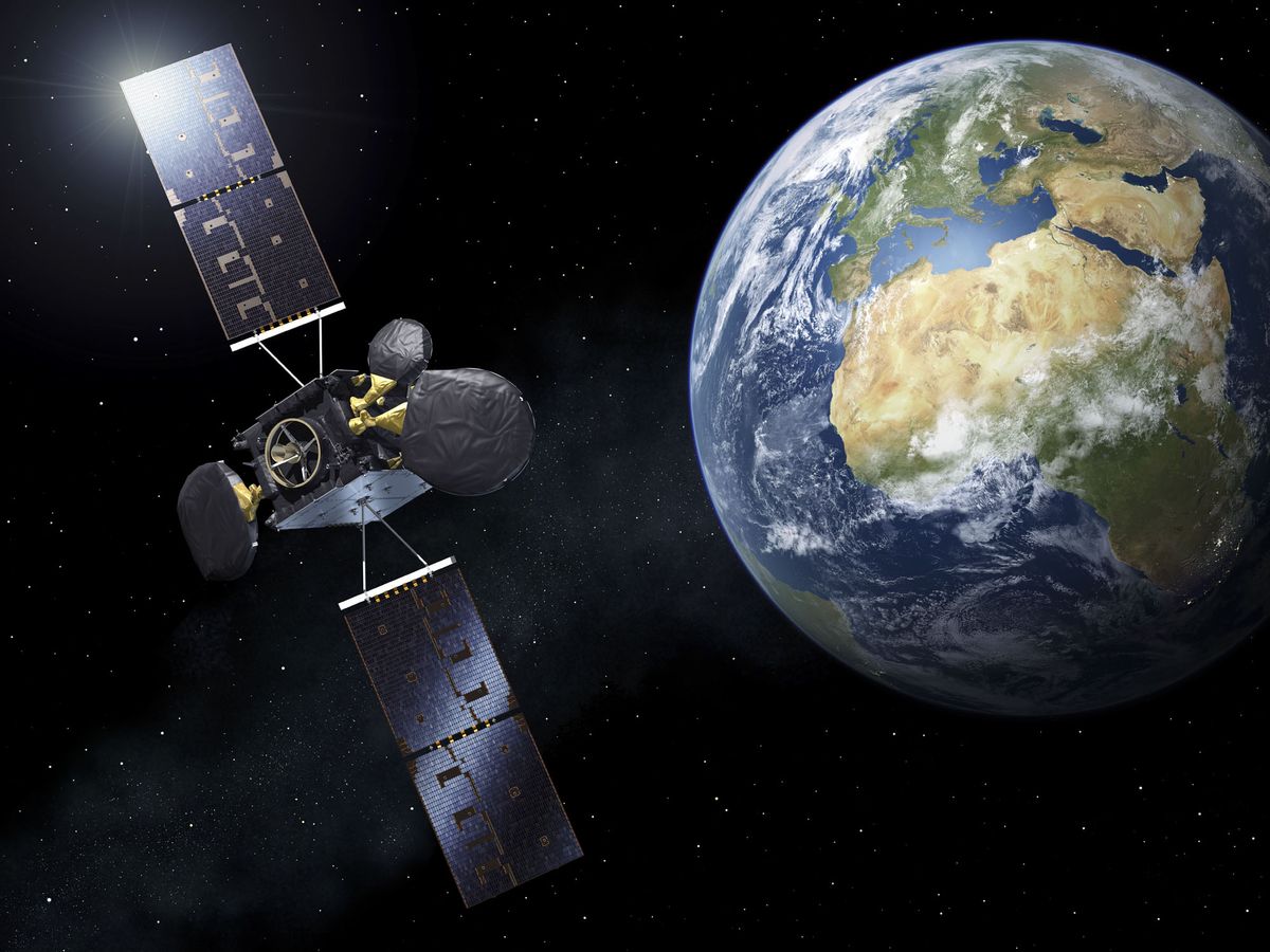 An artist's impression of the EDRS-C satellite in orbit.