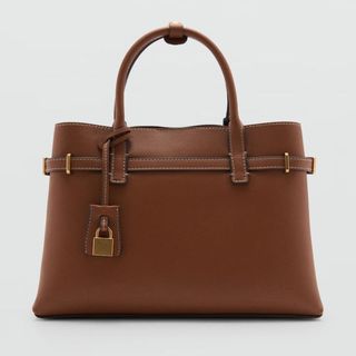 Brown leather handbag from Mango