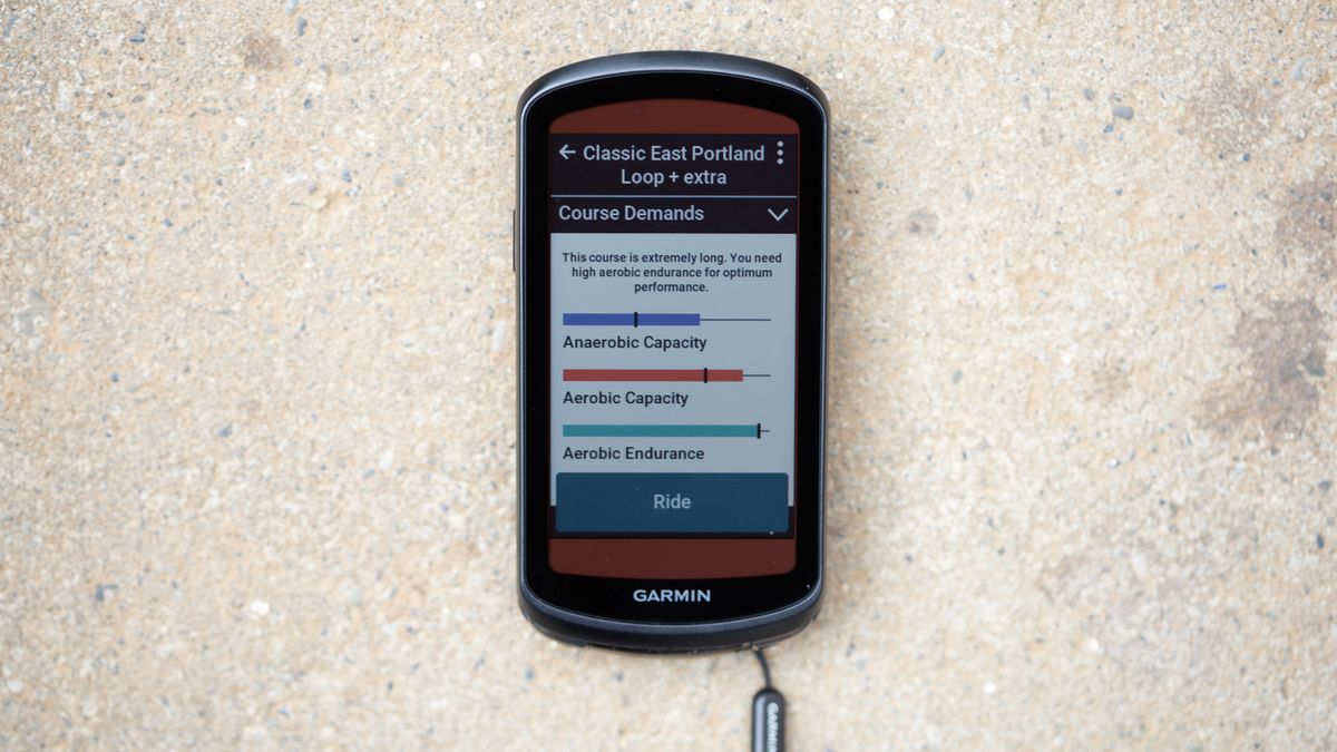 Garmin Edge 1040 Solar course demand screen