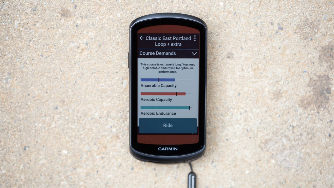 Garmin Edge 1040 Solar course demand screen