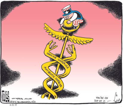 
Political cartoon U.S. healthcare vaccines