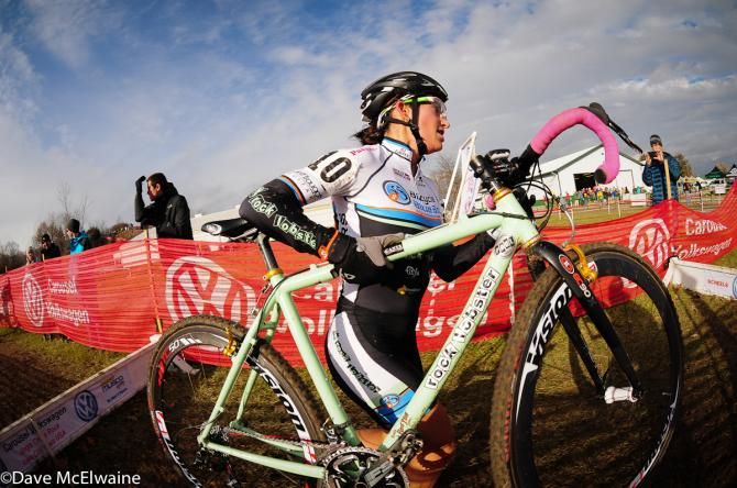 Courteney McFadden (Bicycle Blue Book) racing in the top ten