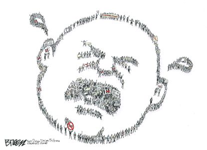 Political cartoon U.S. Donald Trump protesters spoiled crybabies