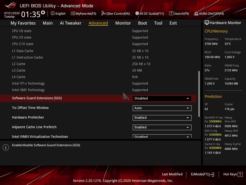 Asus ROG Strix Z490-E BIOS