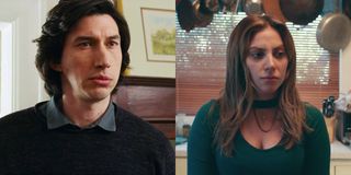 Adam Driver in Marriage Story and Lady Gaga in A Star Is Born both look concerned.