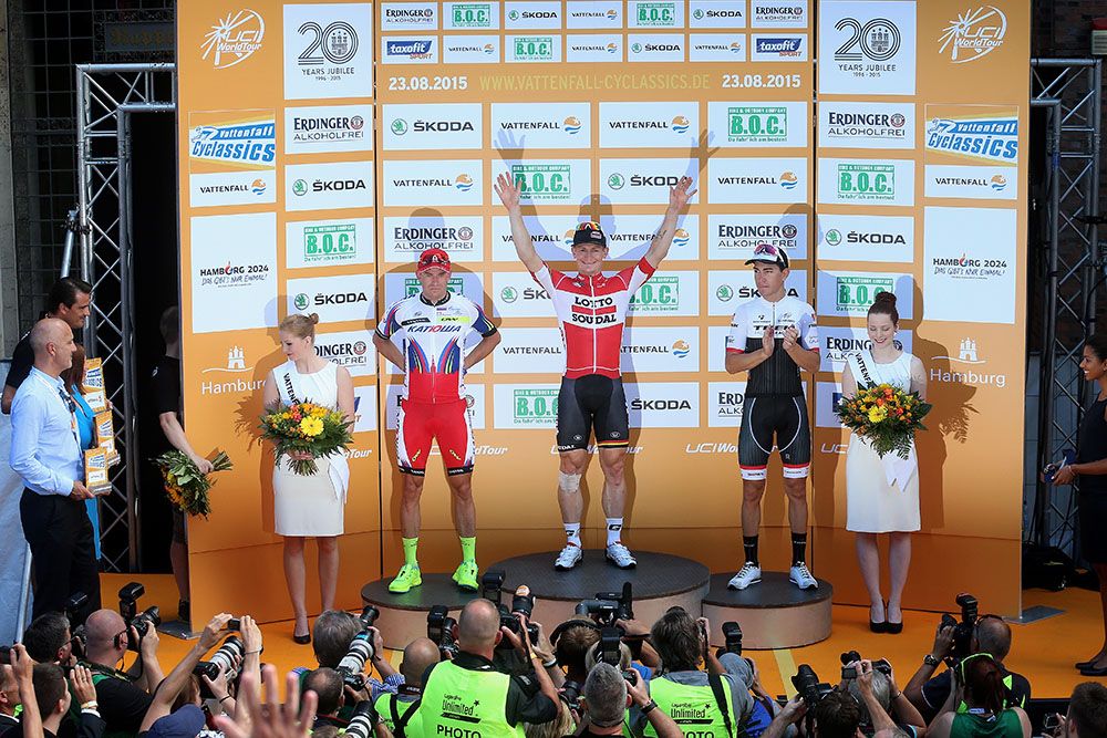 Podium at Vattenfall Cyclassics in Hamburg