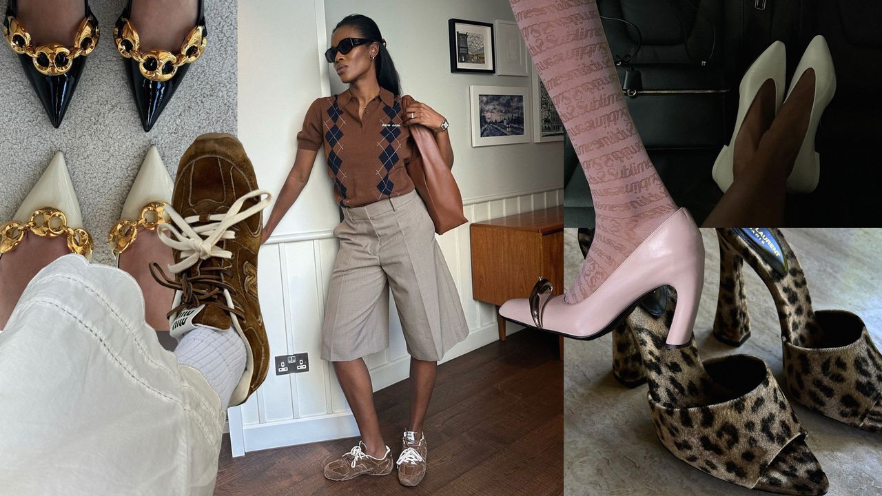 Collage of runway and influencer images featuring the top fall 2024 shoe trends.