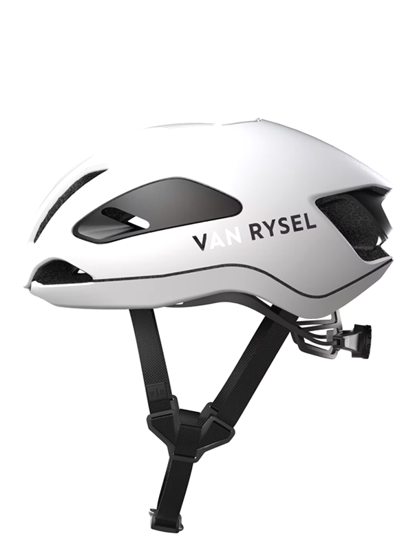 A white Van Rysel RCR F helmet