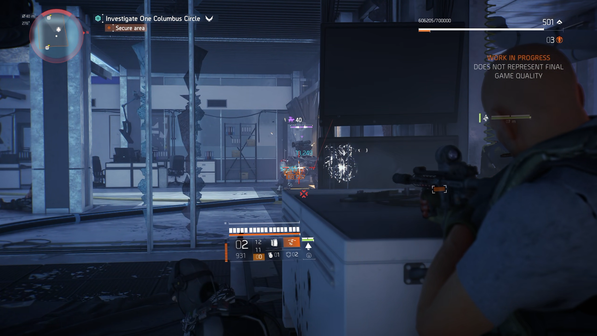Screenshots of combat from the One Columbus Circle mission in The Division 2 Echoes of Central Park.