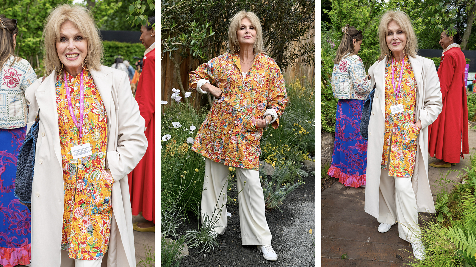 composite image of Joanna Lumley at the Chelsea Flower Show 2025