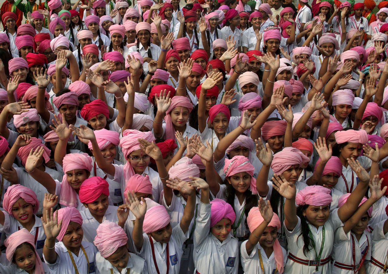 Girls celebrating International Day of the Girl Child 