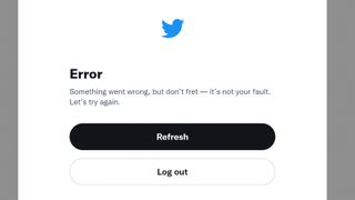A Twitter error message