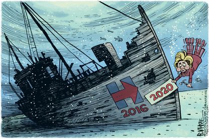 Political Cartoon U.S. Hillary Clinton 2020 sunken ship
