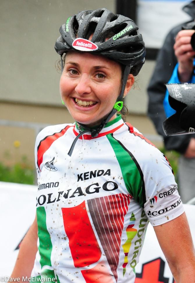 Eva Lechner (Team Colnago Suditrol) is elated with her victory