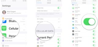 How to turn cellular data on or off: Launch settings, Tap cellular, Scroll down to Files, Tap on or off.