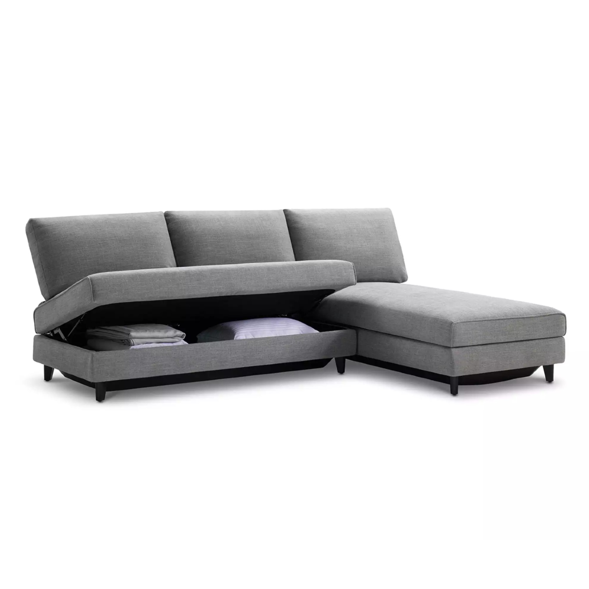 King Living Delta Modular Armless 3 Seater Sofa with Chaise and Storage