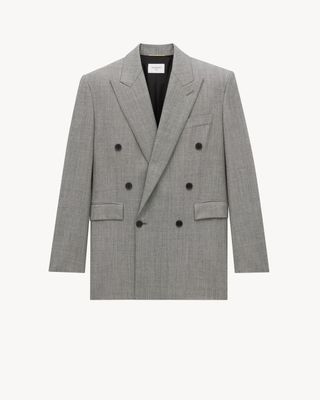 Women's Jacket in Wool Twill in Naturel Et Noir