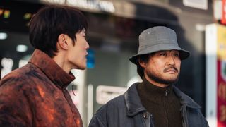 Lee Hee-jun as Park Jae-yeong and Kim Sung-Kyun as Gil-ryong in "Karma" on Netflix