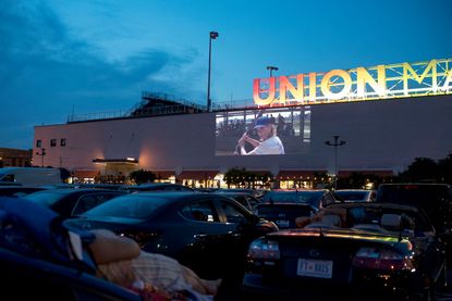 an outdoor theater playing A League of Their Own