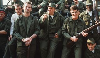 Stripes Bill Murray, John Candy, and Harold Raimis look tough in the Army