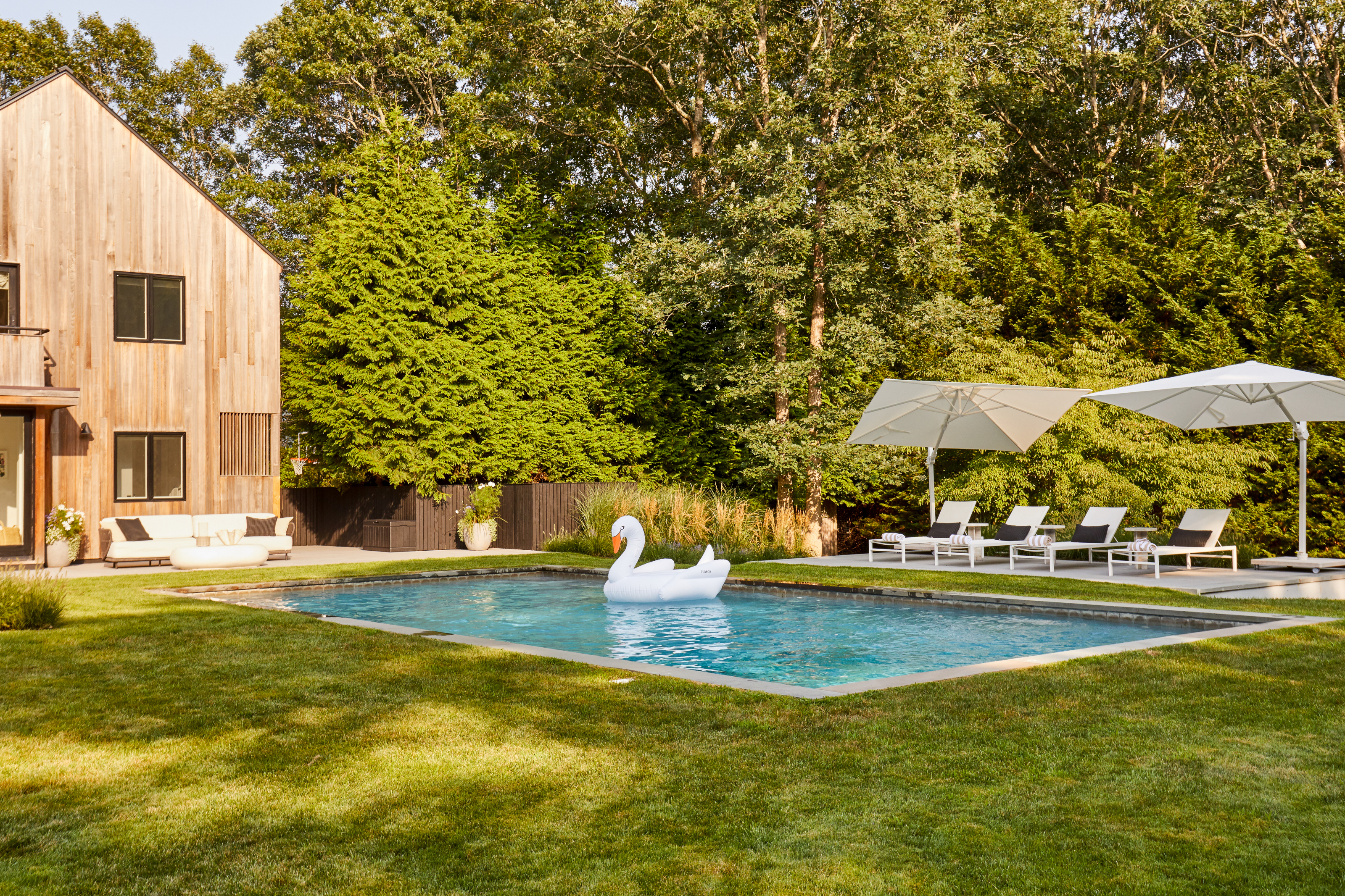 Outdoor space with swimming pool