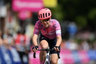 MALDON ENGLAND MAY 27 Tanja Erath and Team EF Education Tibco Svb crosses the finish line during the 5th RideLondon Classique 2022 Stage 1 a 1365km stage from Maldon to Maldon RideLondon UCIWWT on May 27 2022 in Maldon England Photo by Justin SetterfieldGetty Images