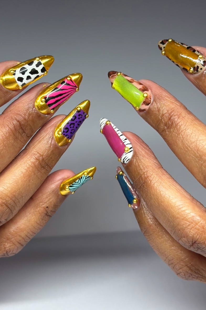 A Y2K animal print manicure.