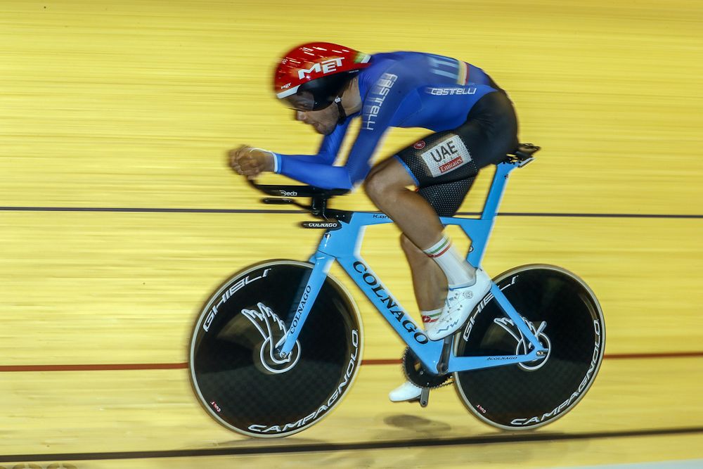 Filippo Ganna (Italy) on his way to winning the individual pursuit at the European championships