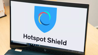 Hotspot Shield logo on a laptop