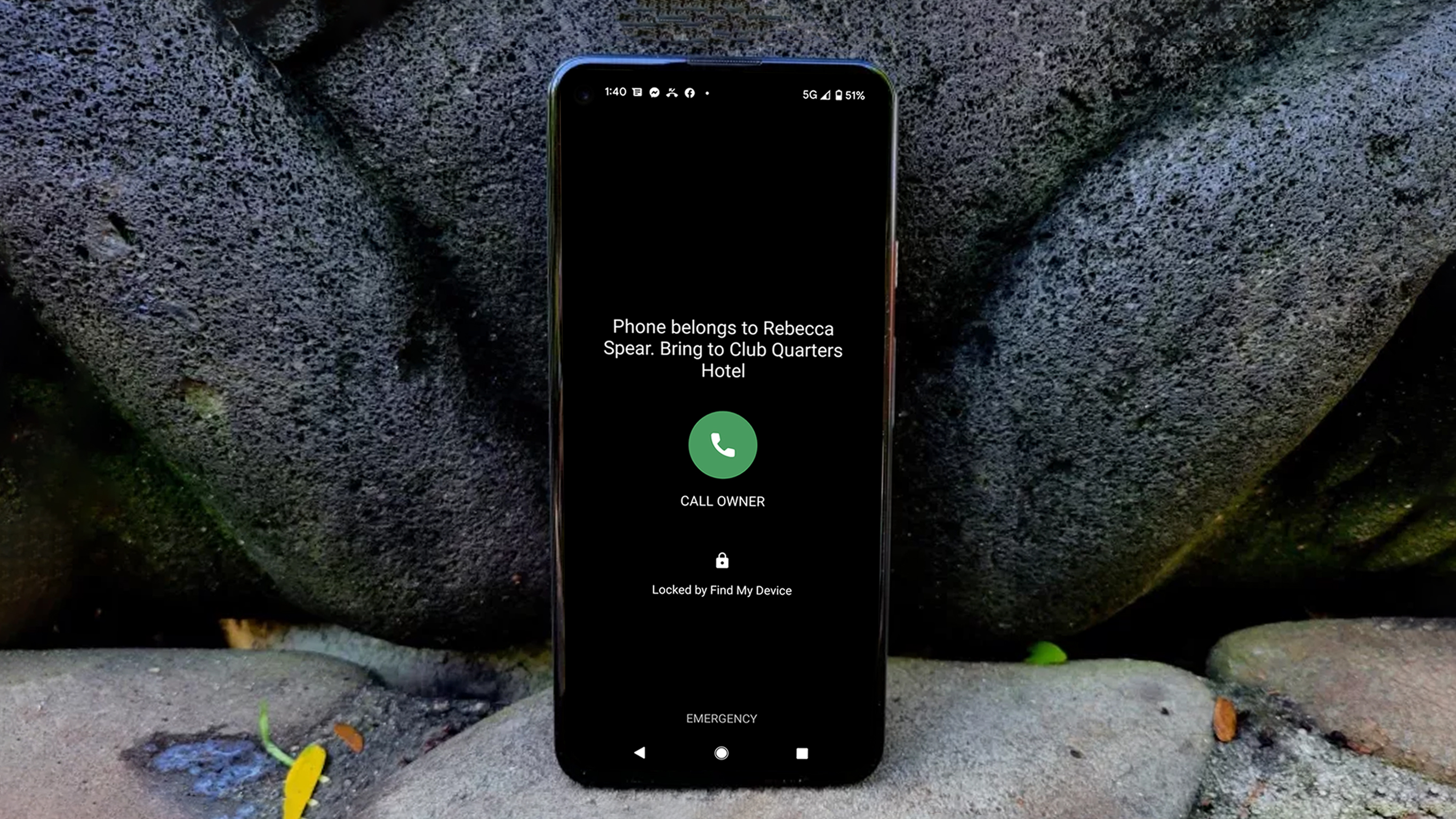 Google Pixel 5a with Find My Device message