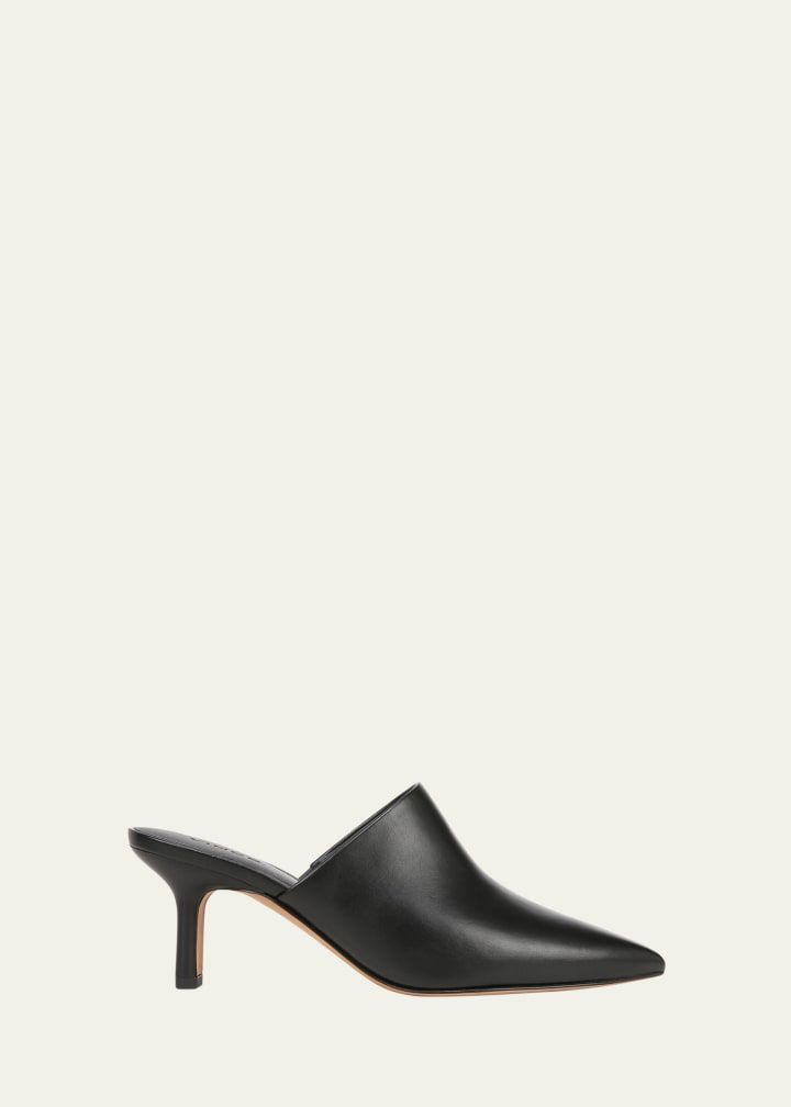 Penelope Leather Point-Toe Mules