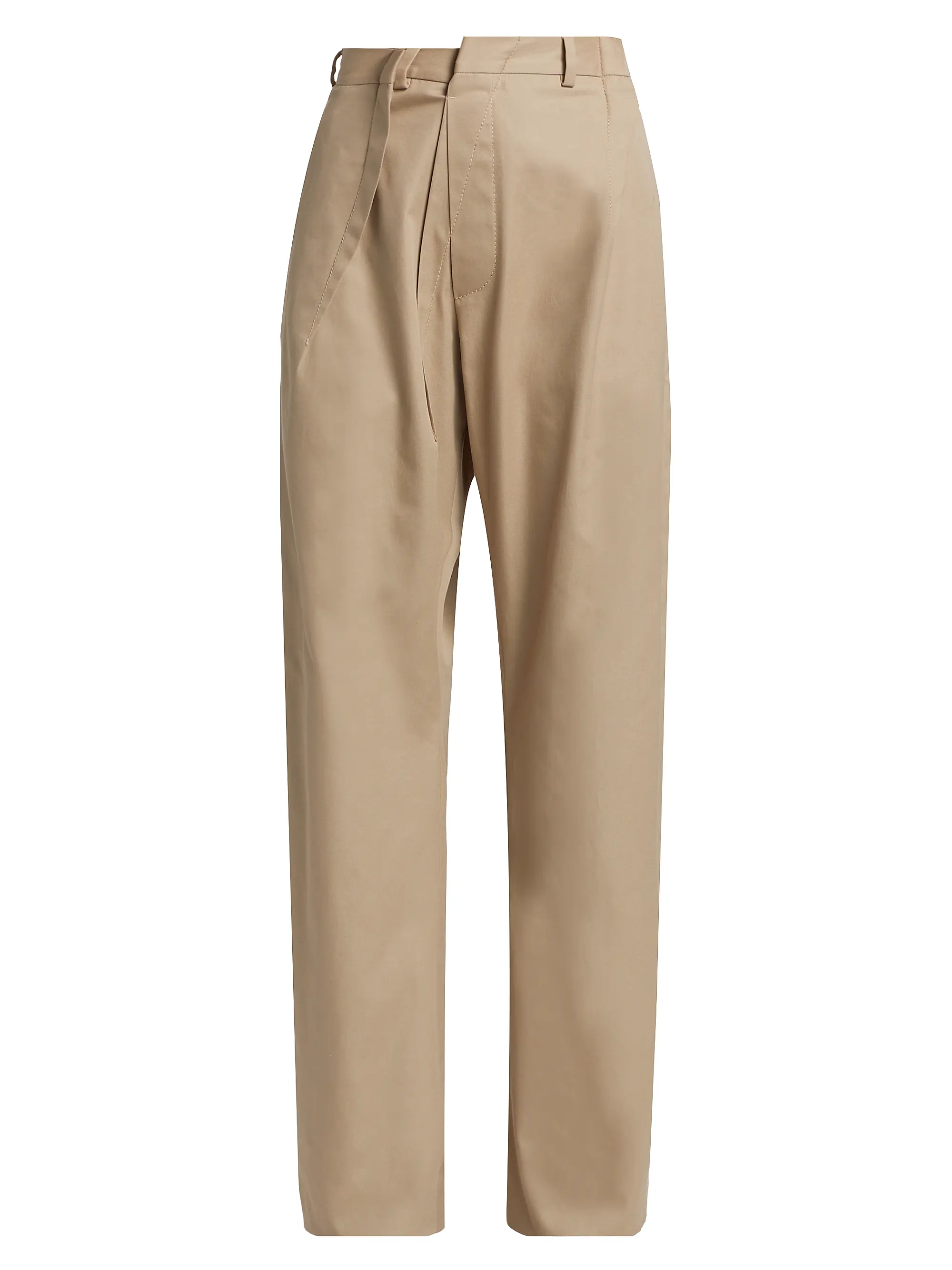 Pleated Cotton Straight-Leg Pants