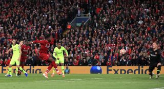 Liverpool’s Divock Origi converted Trent Alexander-Arnold's clever corner to put his side in front on a famous night at Anfield