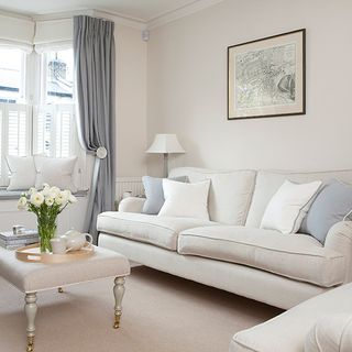 white living room with grey accents