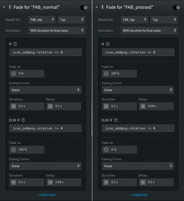 Add these settings to emulate the FAB being pressed