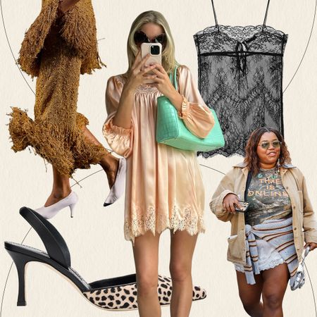 A collage featuring various summer 2026 trends on celebrities, stylists, and runway models.