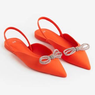 orange pointed toe sling backs