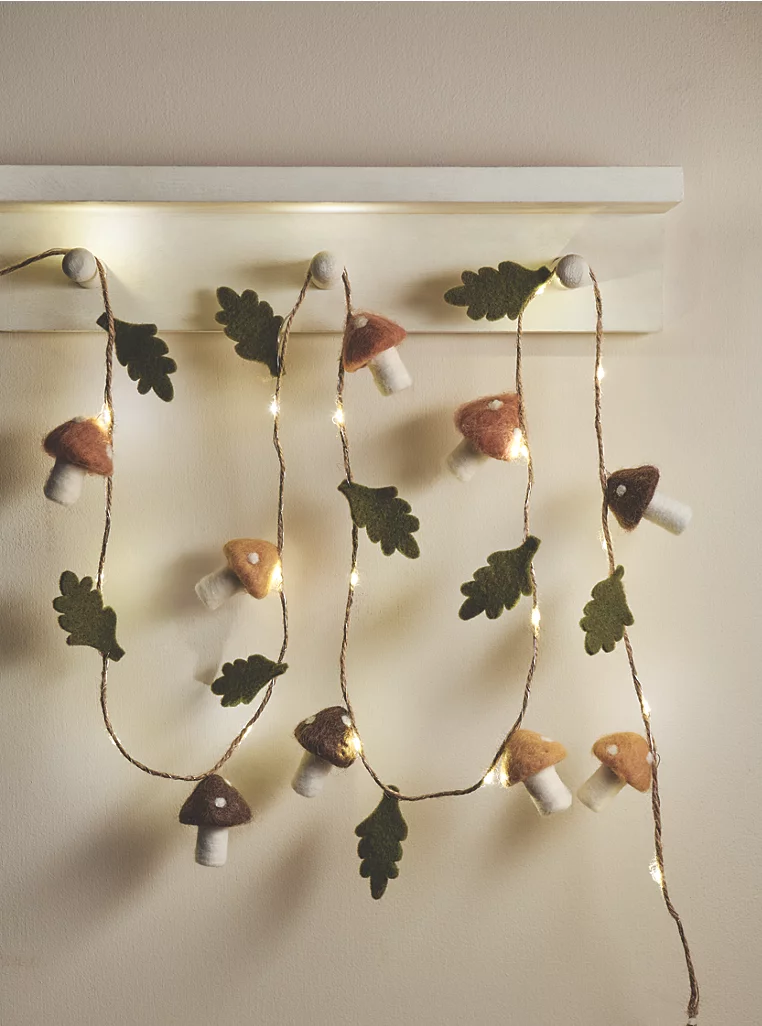 George Home, Brown Felt Mushroom LED String Lights
