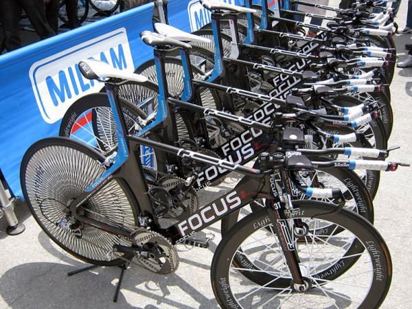 The Focus bikes of Team Milram await their riders.