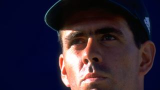 Hansie Cronje's face close-up during a test against Australia in 1998