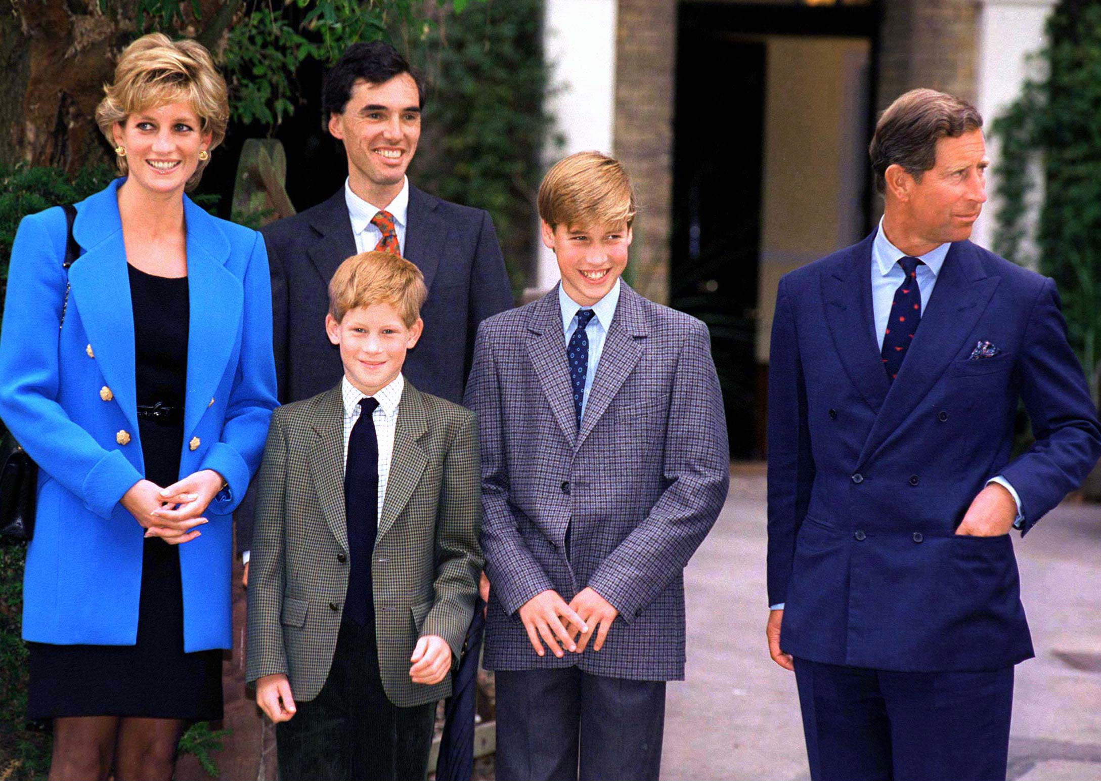 Princess Diana, Prince Harry, Prince William and Prince Charles at Eton College