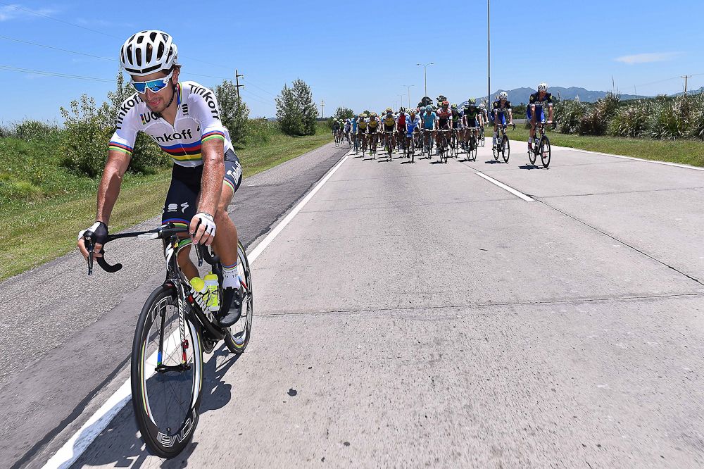 Peter Sagan stretched his legs during stage 2.