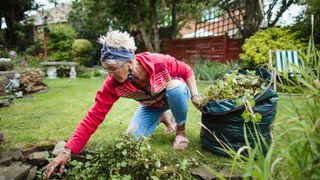 Woman gardening, getting exercise outdoors