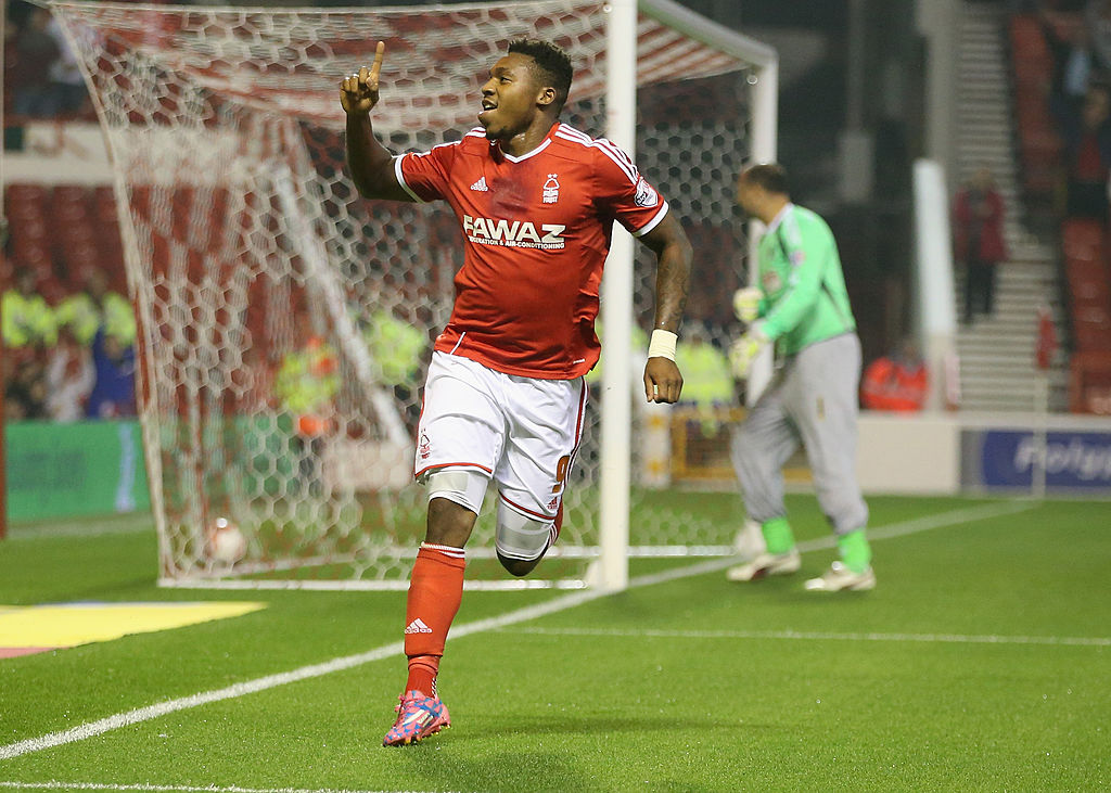 during the Sky Bet Championship match between Nottingham Forest and Fulham at the City Ground on September 17, 2014 in Nottingham, England.